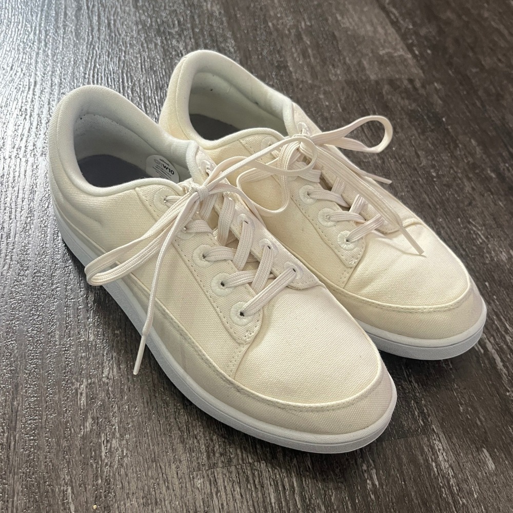 Allbirds Women's Canvas Sneakers Cream Lace Up Casual Comfort Shoes Size 10